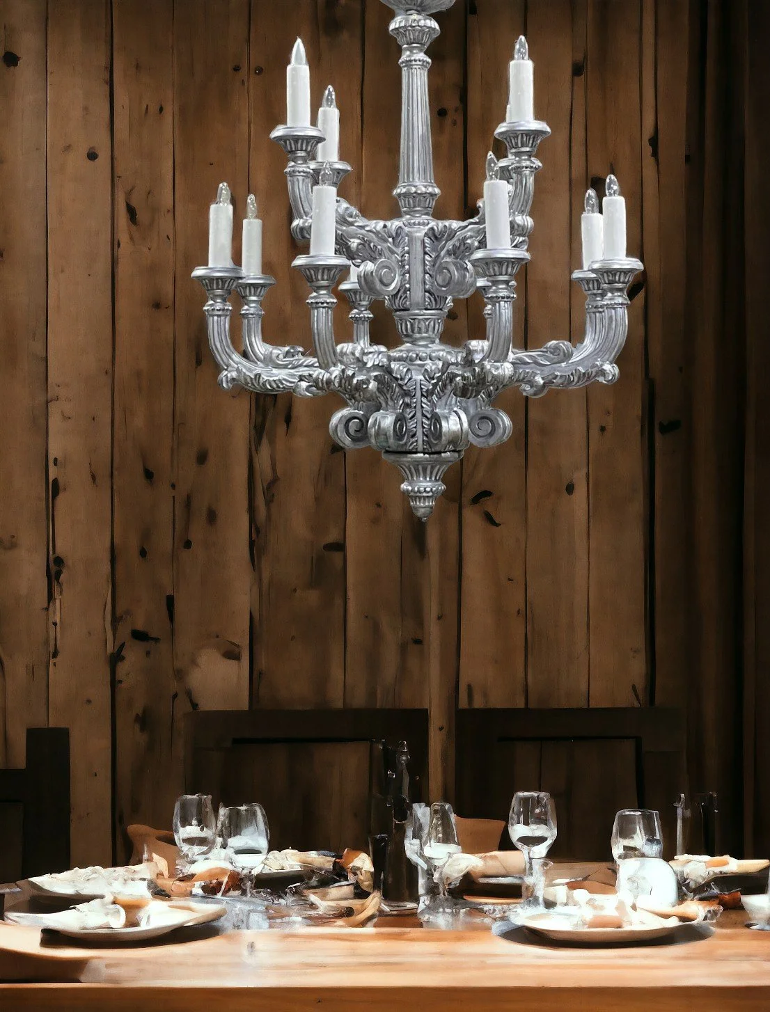 Encore Furniture Gallery-Vintage Arte De Mexico Silver Gilt Chandelier